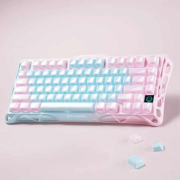 Фото - Клавиатура беспроводная игровая GravaStar Mercury K1 Lite 80keys BSUN Grey, BT/WL/USB Aurora Mist (GSK1LITE_PM_MINT)